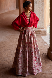 MRUNALINI RAO Red Pure Silk Embroidered Lehenga Set