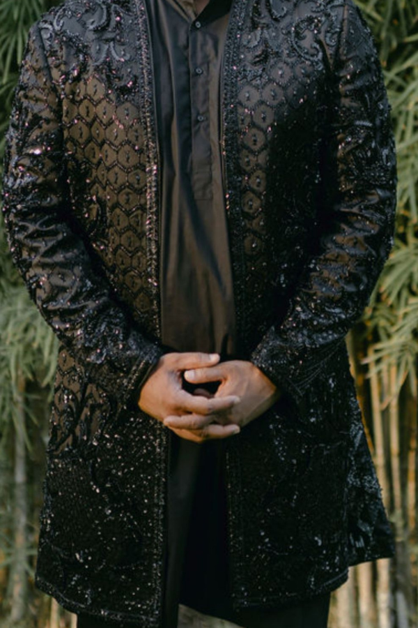 Shantanu and nikhil black sherwani