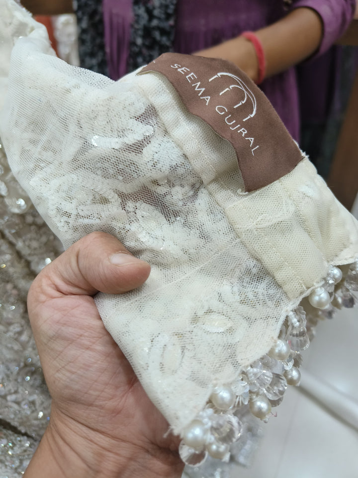 Seema Gujral Ivory Embellished Bridal Lehenga Set