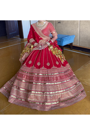 Sabyasachi red bridal embroidered lehenga