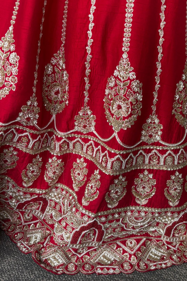 KALKI FASHION CRIMSON RED BRIDAL LEHENGA SET