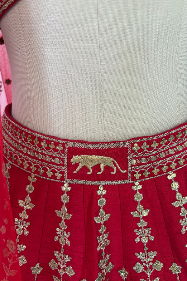 Red Zardosi Bridal Lehenga set