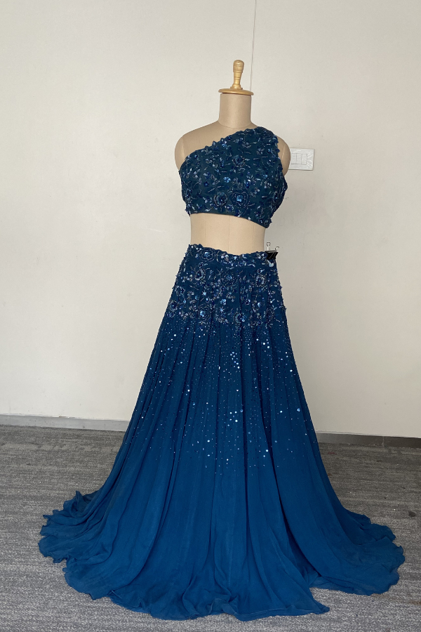 One Shoulder Floral lehenga set