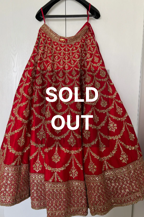 Sabyasachi red bridal embroidered lehenga