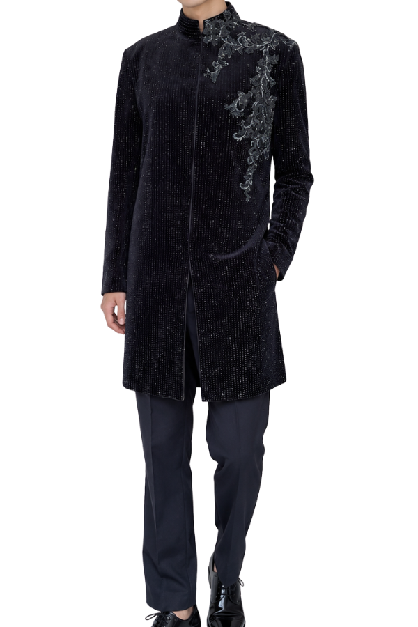 Shantanu & Nikhil Embellished Velvet Sherwani Set