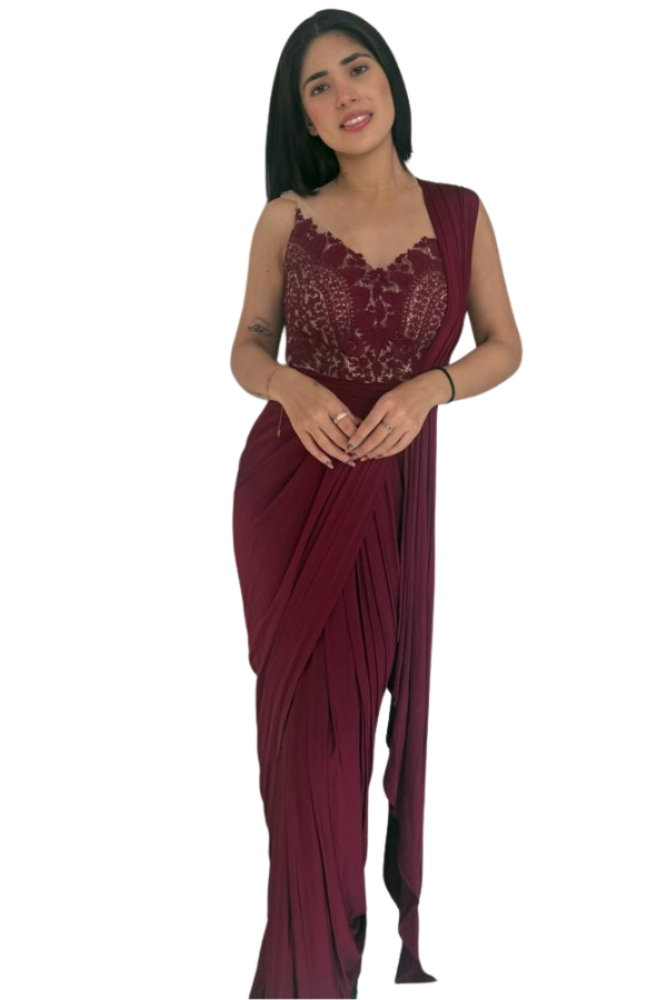 Shantanu & Nikhil  Draped Saree Gown