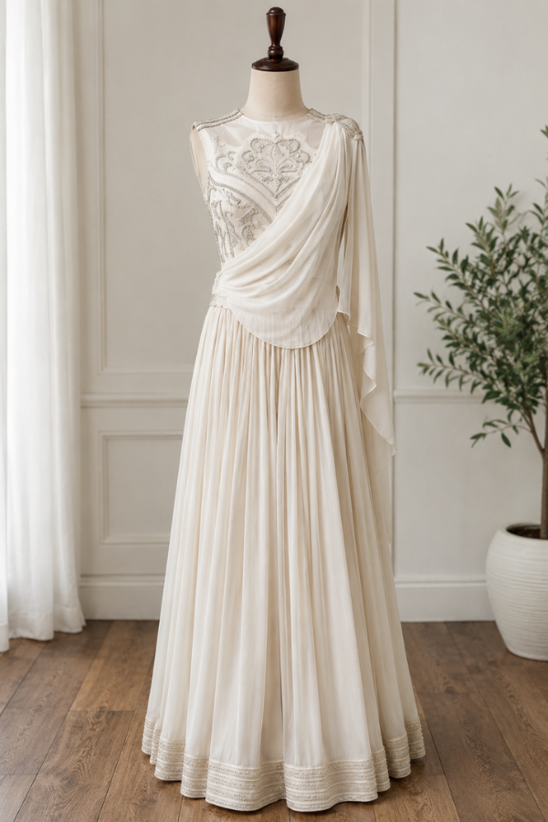 Shantanu & Nikhil Ivory georgette anarkali