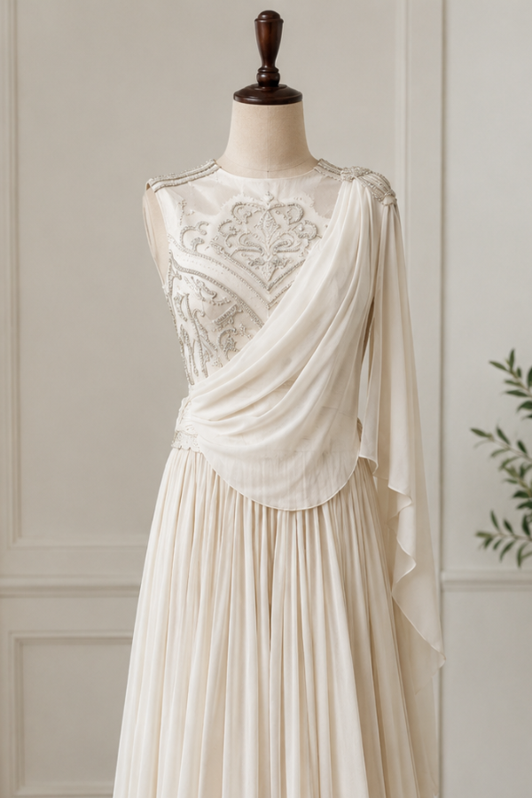 Shantanu & Nikhil Ivory georgette anarkali
