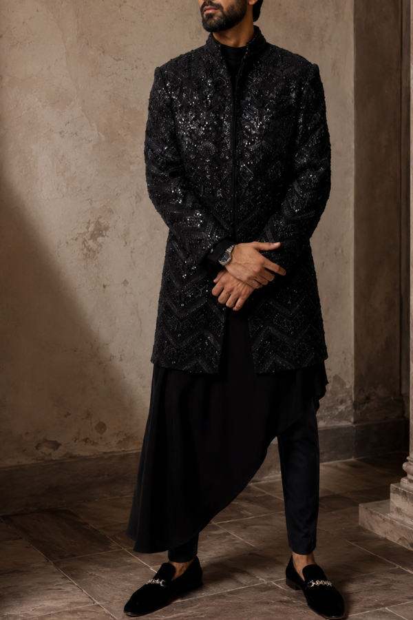 Shantanu and nikhil black sherwani