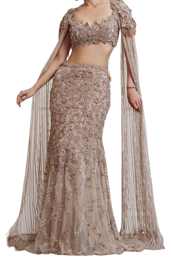 Natasha Dalal Embellished Fish Cut Lehenga Set