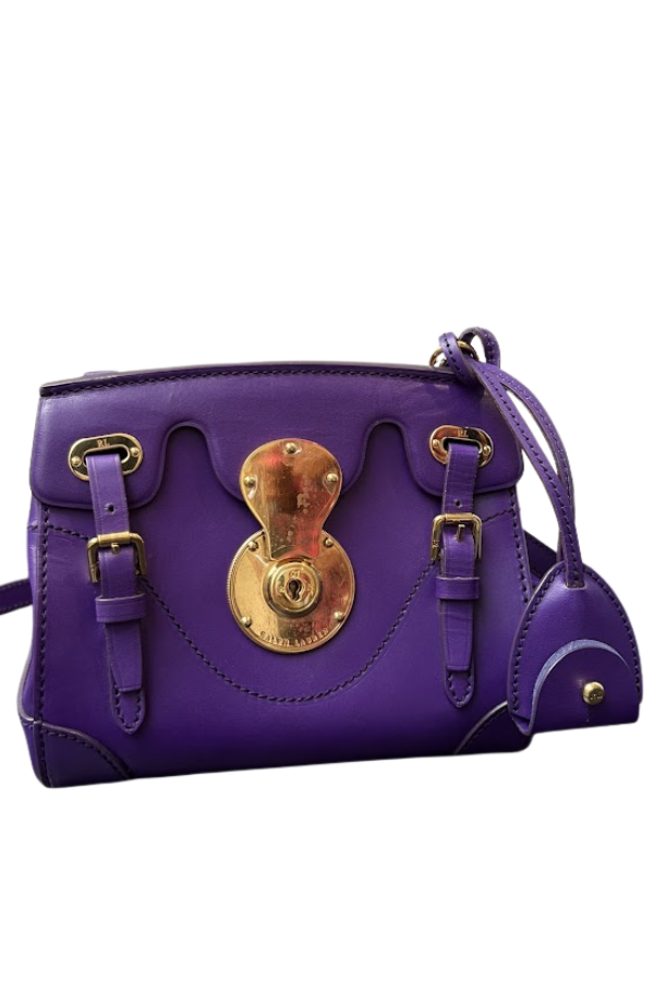 Ralph Lauren Purple Leather Ricky Crossbody Bag