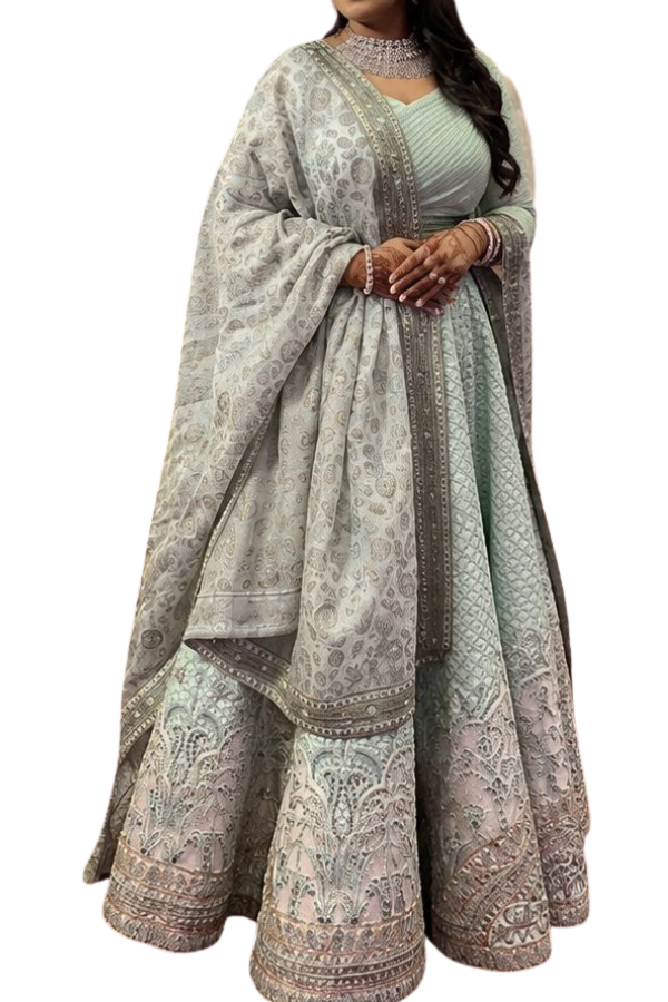 Shantanu & Nikhil Mint Green Embroidered Lehenga Set