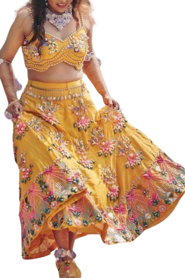 Papa Don't Preach Mustard Yellow Embellished Lehenga Set