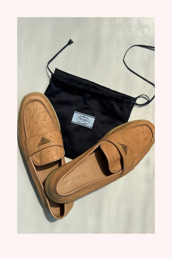 Prada Ostrich Leather Loafers Size 9.5