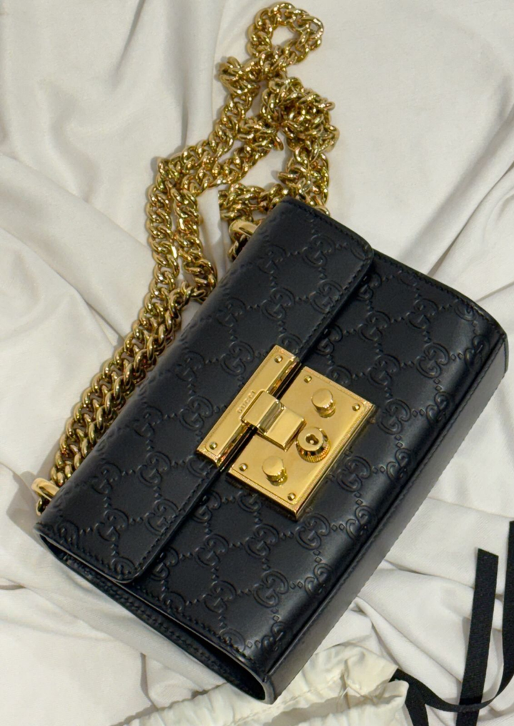 Gucci Black Guccissima Leather Padlock Shoulder Bag