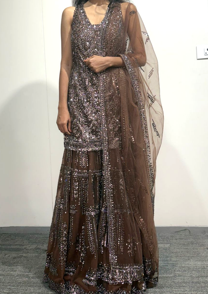 Seema Gujral Brown Sharara Set