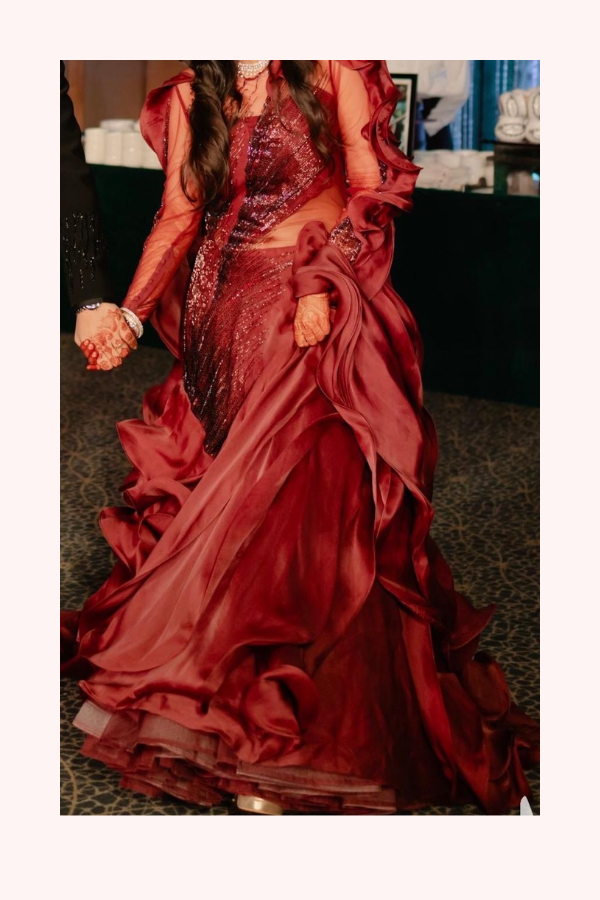 Gaurav Gupta Wine Lehenga Set