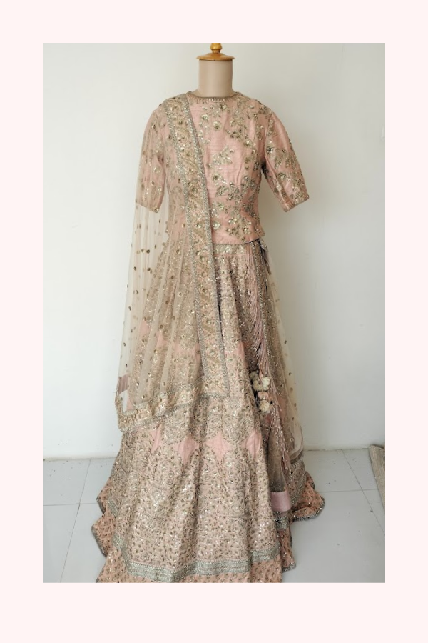 Sabyasachi Blush Pink Embroidered Lehenga Set