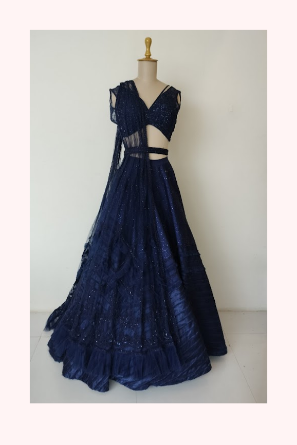 Sulakshana Monga Navy Blue Embellished Lehenga Set