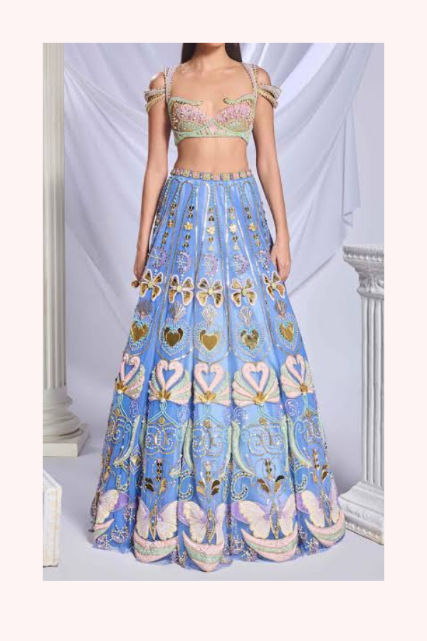 Papa Don't Preach Sequins & Crystal Embroidered Lehenga Set