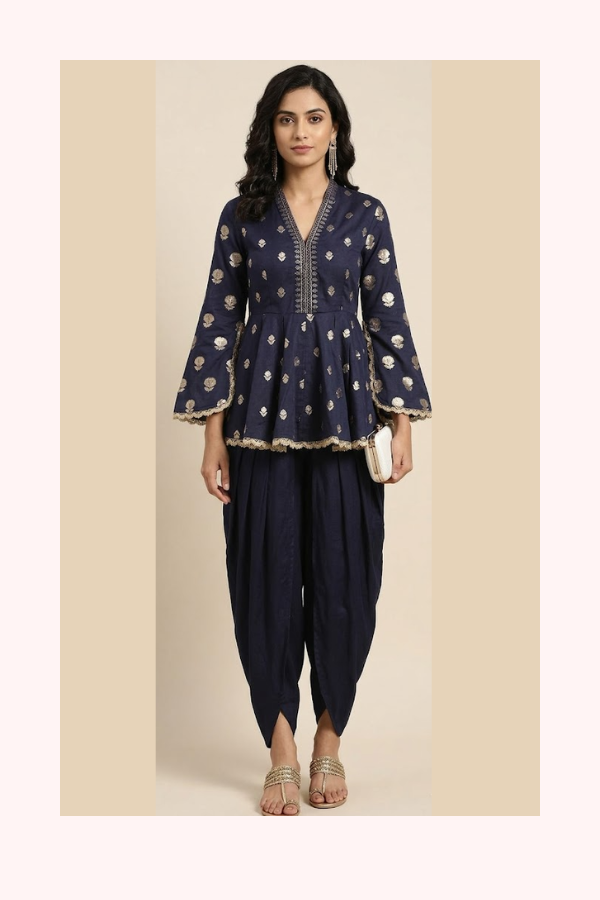 Jayanti Reddy Purple Peplum & Dhoti Set