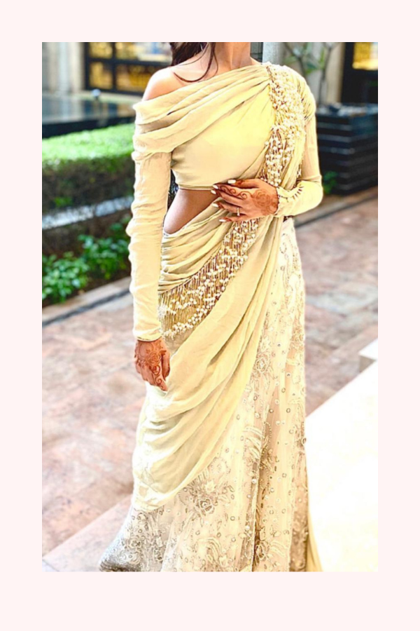 Gaurav Gupta Ivory Draped Lehenga Set
