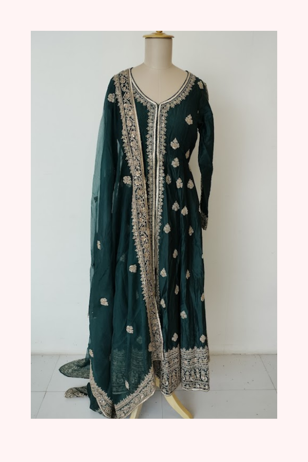 Megha & Jigar Emerald Anarkali Set