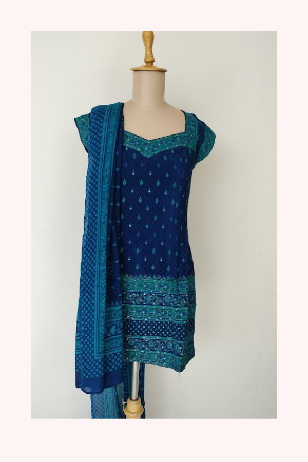 Ritu Kumar Blue Embroidered Kurta Set