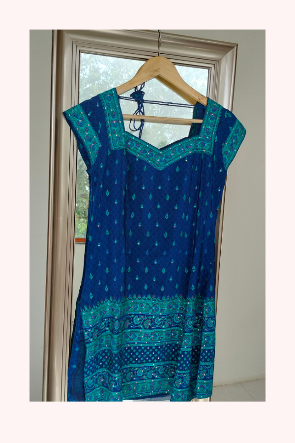 Ritu Kumar Blue Embroidered Kurta Set
