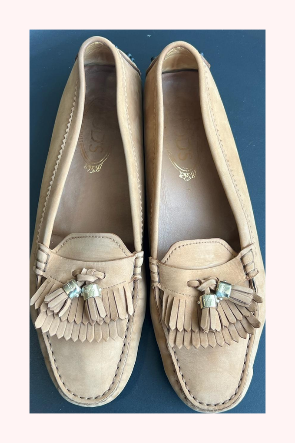 Tod’s Beige Suede Tassel Loafers Size 40