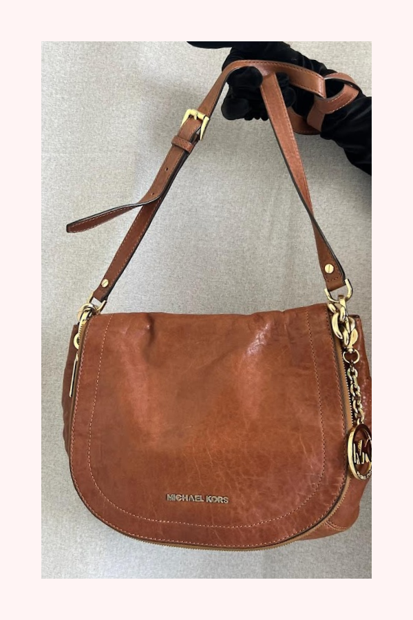 Michael Kors Tan Leather Elyse Crossbody Bag