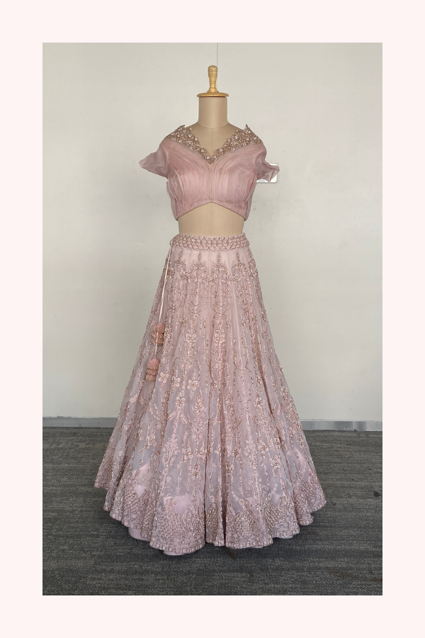 Jade by Monica & Karishma Blush Pink Embellished Lehenga Set