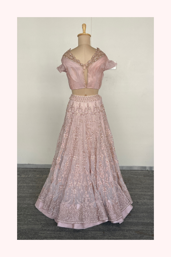 Jade by Monica & Karishma Blush Pink Embellished Lehenga Set