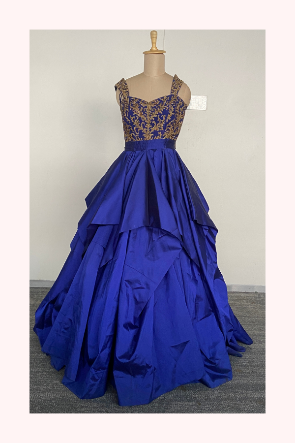Shantanu & Nikhil Royal Blue Embellished Couture Gown