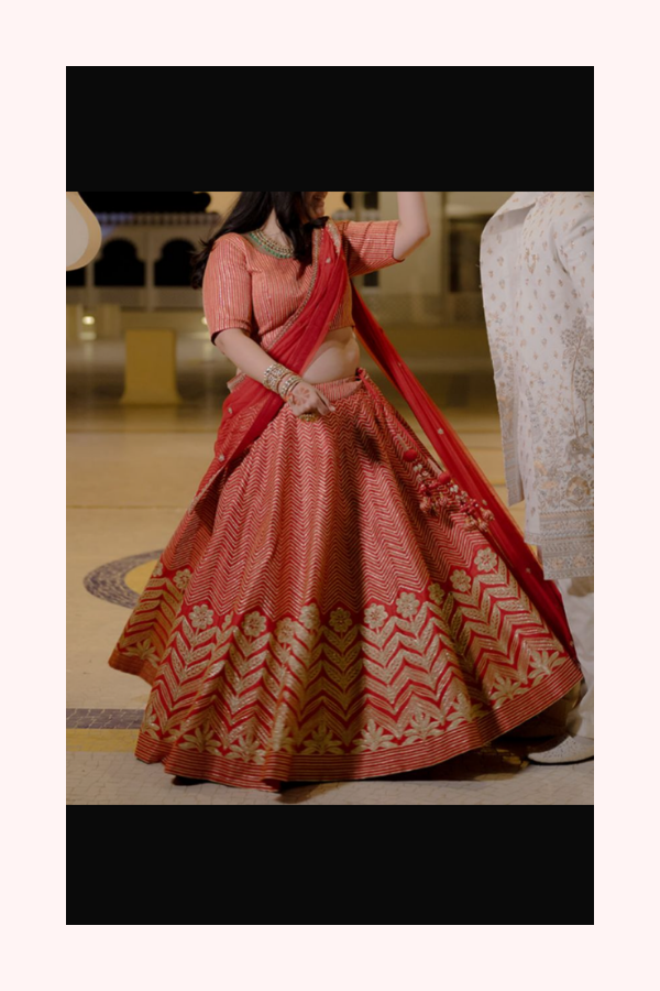 Anita Dongre Red & Gold Banarasi Lehenga Set