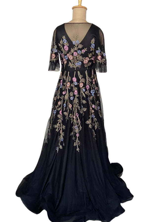 Rana Gill Midnight Bloom Embroidered Gown