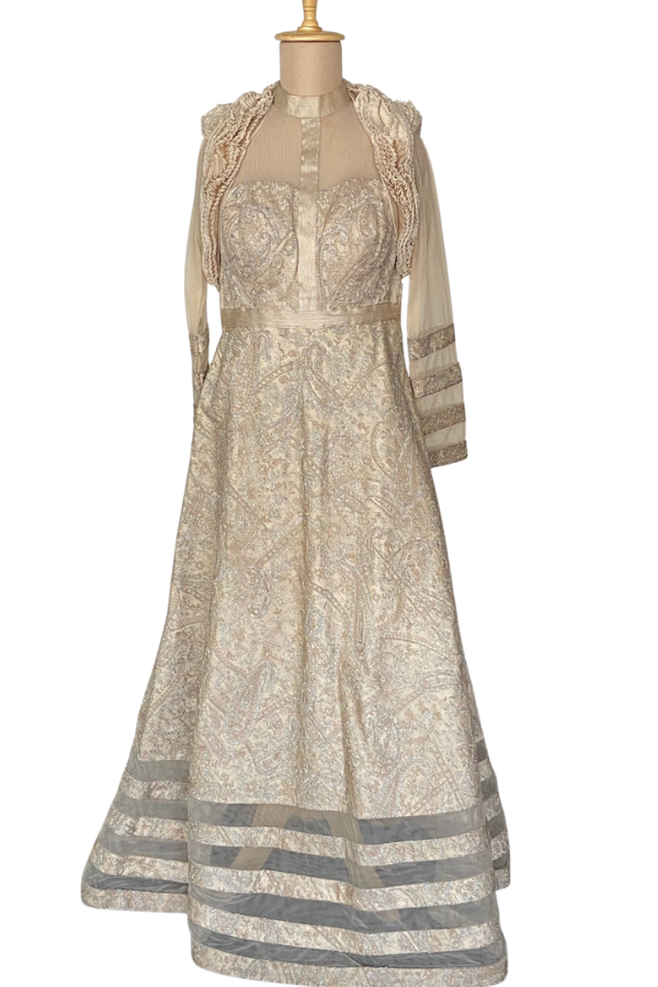 Shantanu & Nikhil Beige Embellished Gown