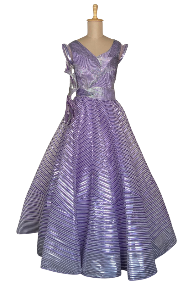 Amit Aggarwal Lavender Sculpted Metallic Gown