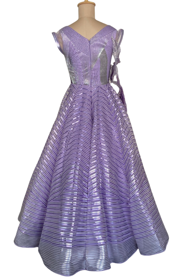 Amit Aggarwal Lavender Sculpted Metallic Gown