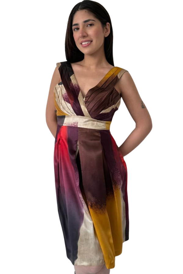 Ted Baker Abstract Print V-Neck Skater Dress
