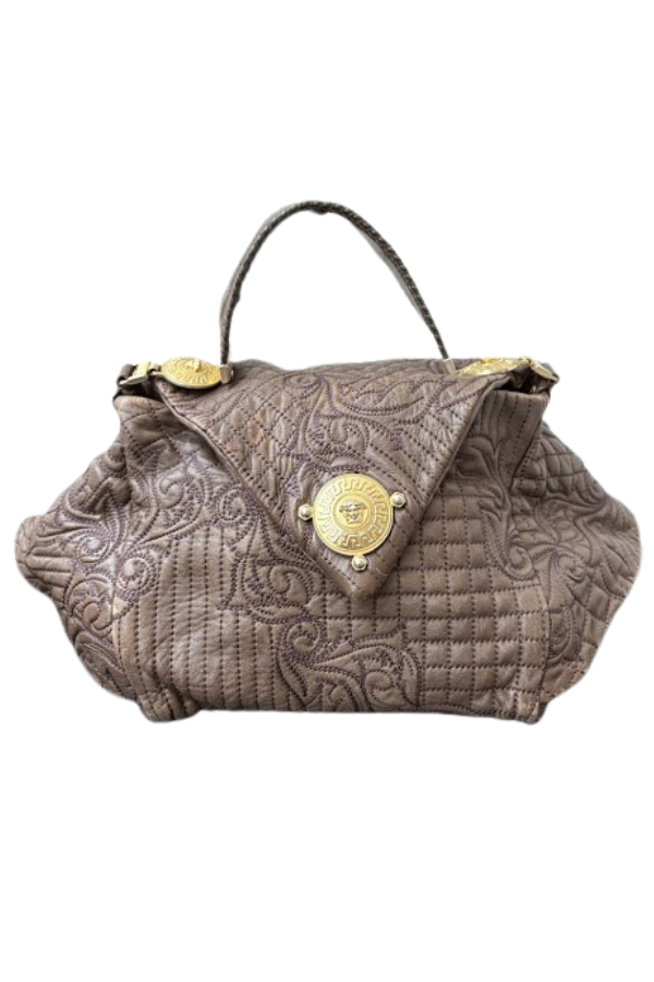Versace Quilted Leather Embroidered Barocco Shoulder Bag