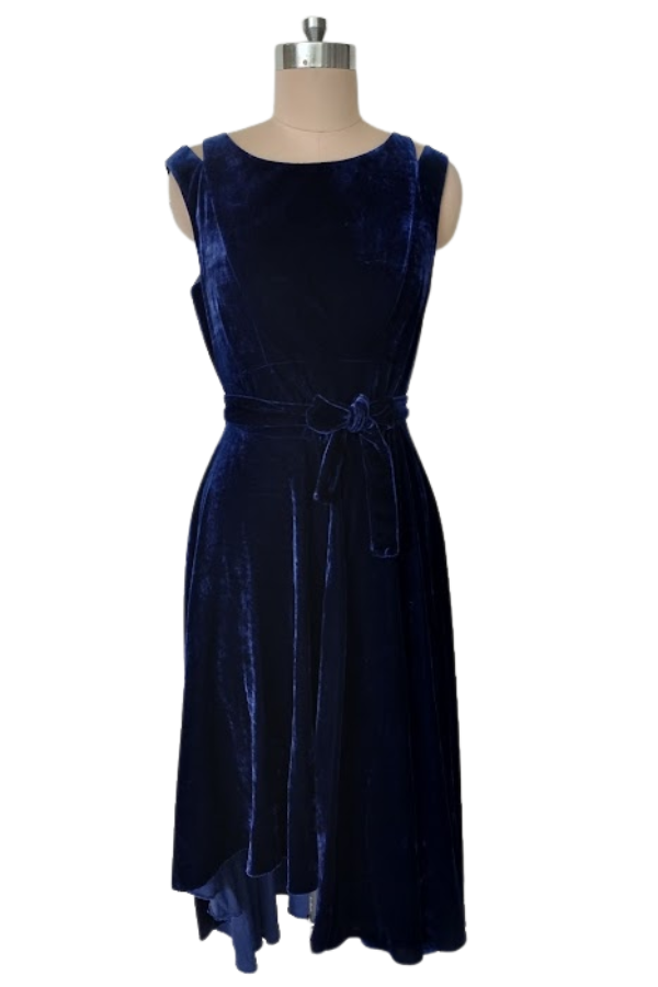 Karen Millen Navy Blue Velvet Midi Dress