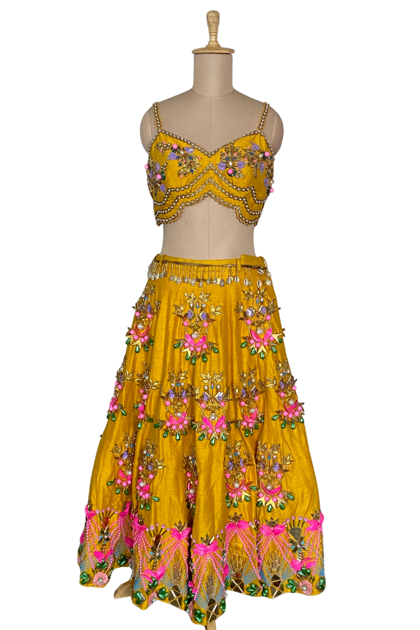 Papa Don't Preach Mustard Yellow Embellished Lehenga Set