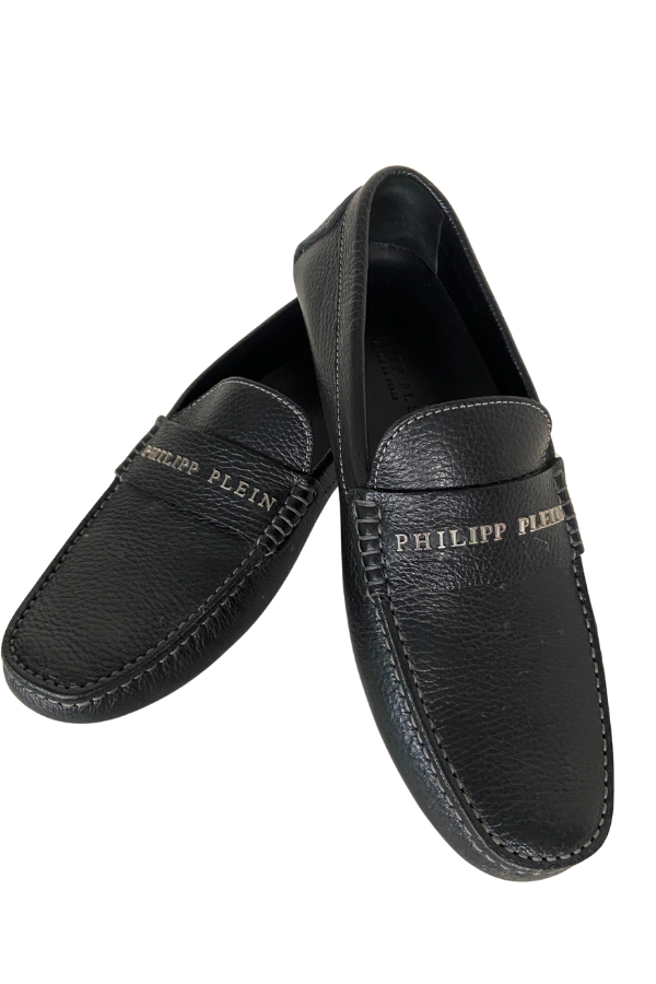 Philipp Plein Black Leather Loafers – Size 40