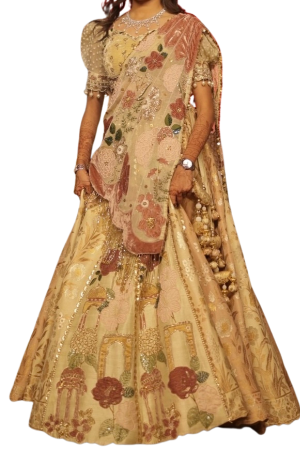 Gazal Gupta Floral Embroidered Lehenga Set