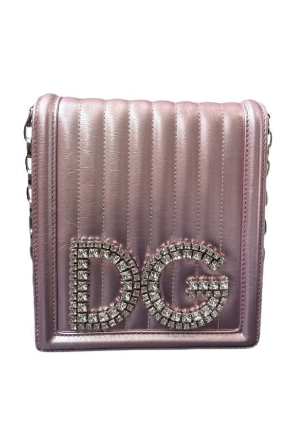 Dolce & Gabbana Metallic Pink Leather DG Girls Shoulder Bag