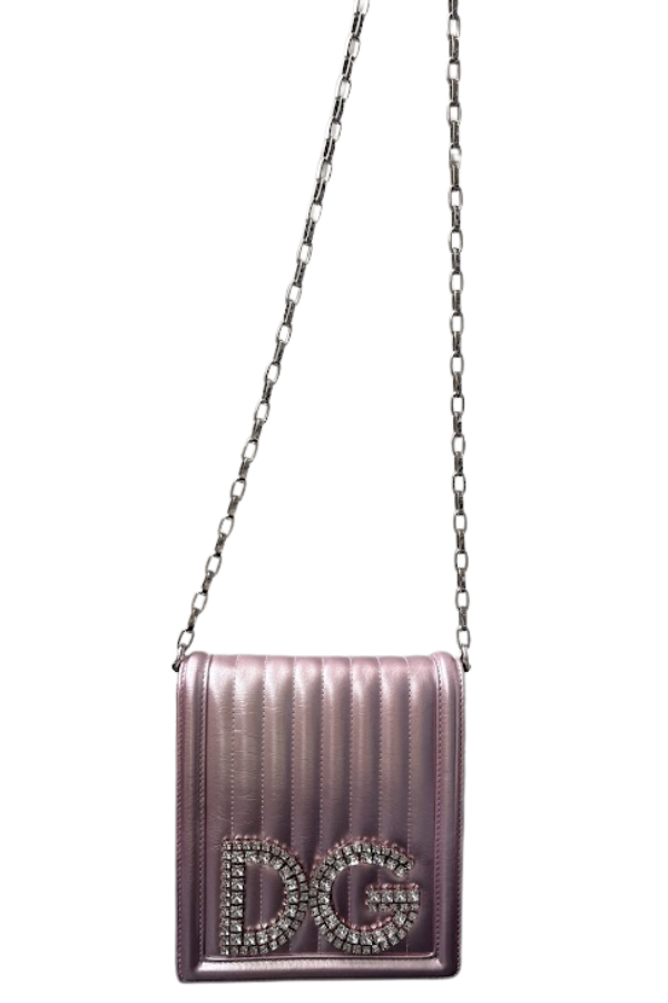 Dolce & Gabbana Metallic Pink Leather DG Girls Shoulder Bag