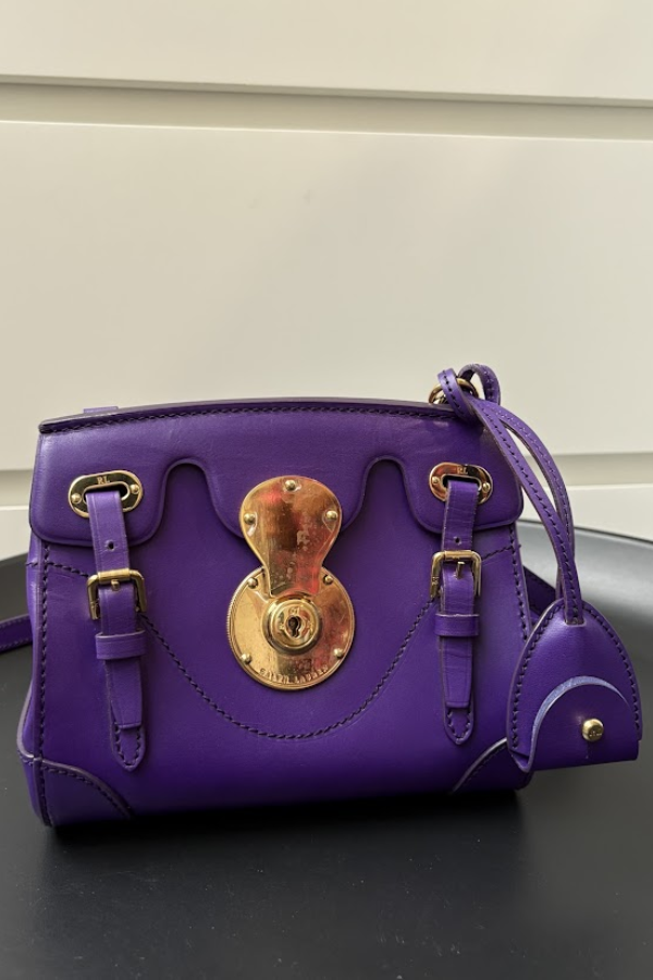 Ralph Lauren Purple Leather Ricky Crossbody Bag
