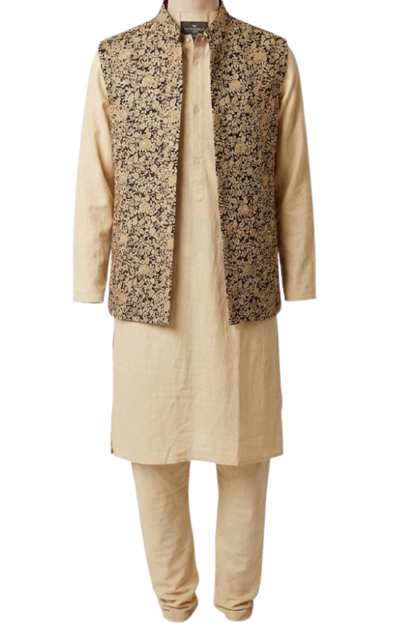 Sabyasachi Ivory Kurta Set with Embroidered Nehru Jacket