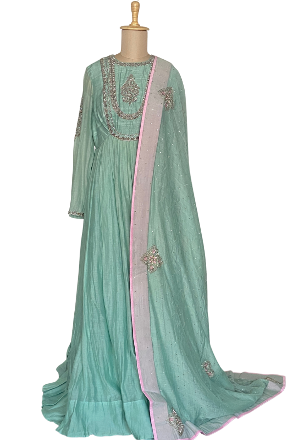 Mrunalini Rao Green Embellished Anarkali Set